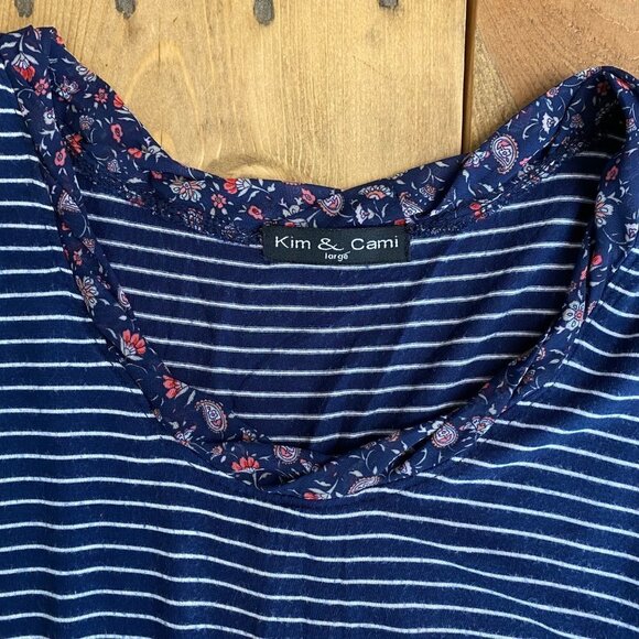 Kim & Cami Tunic Tank Top Striped L Made in USA - Picture 3 of 7